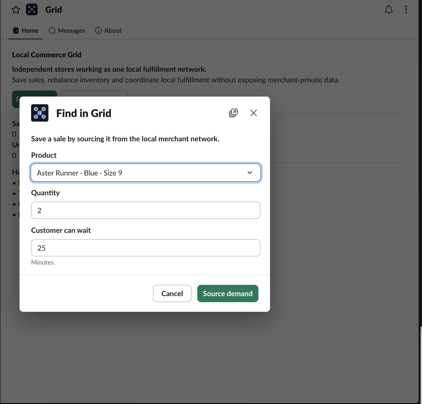 Find in Grid modal