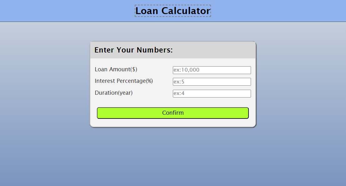 Screenshot of Loan Calculator