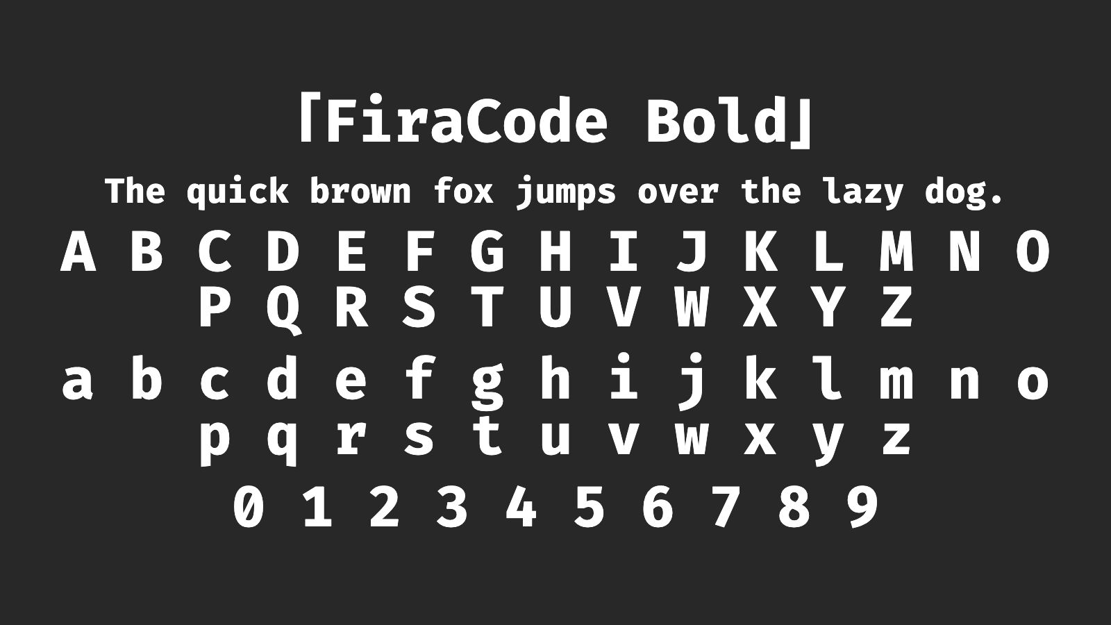 FiraCode-Bold字体预览