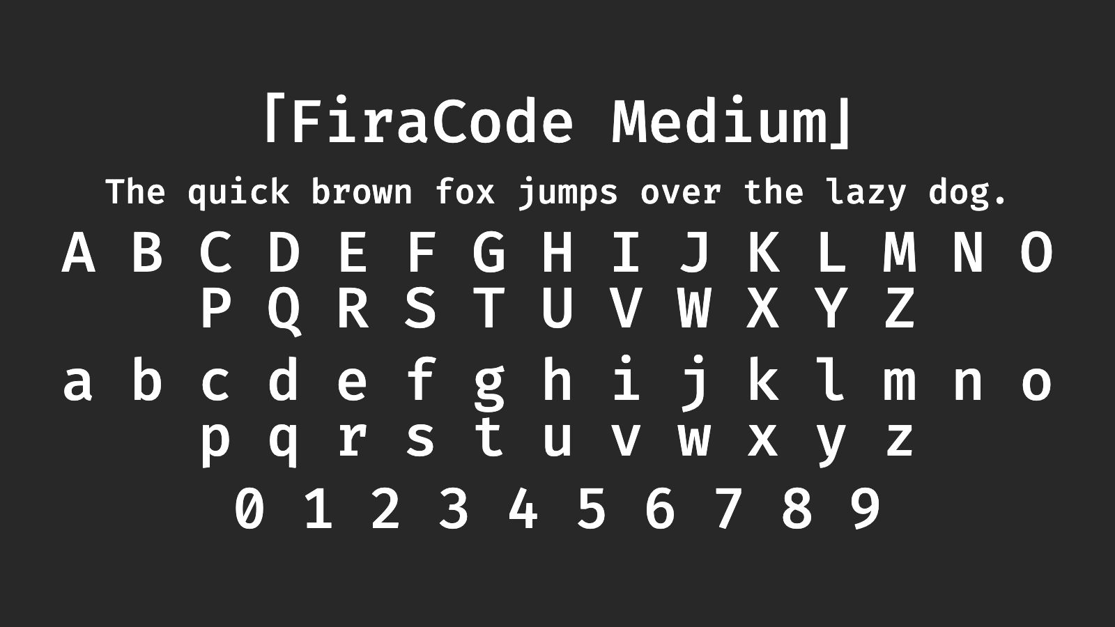 FiraCode-Medium字体预览