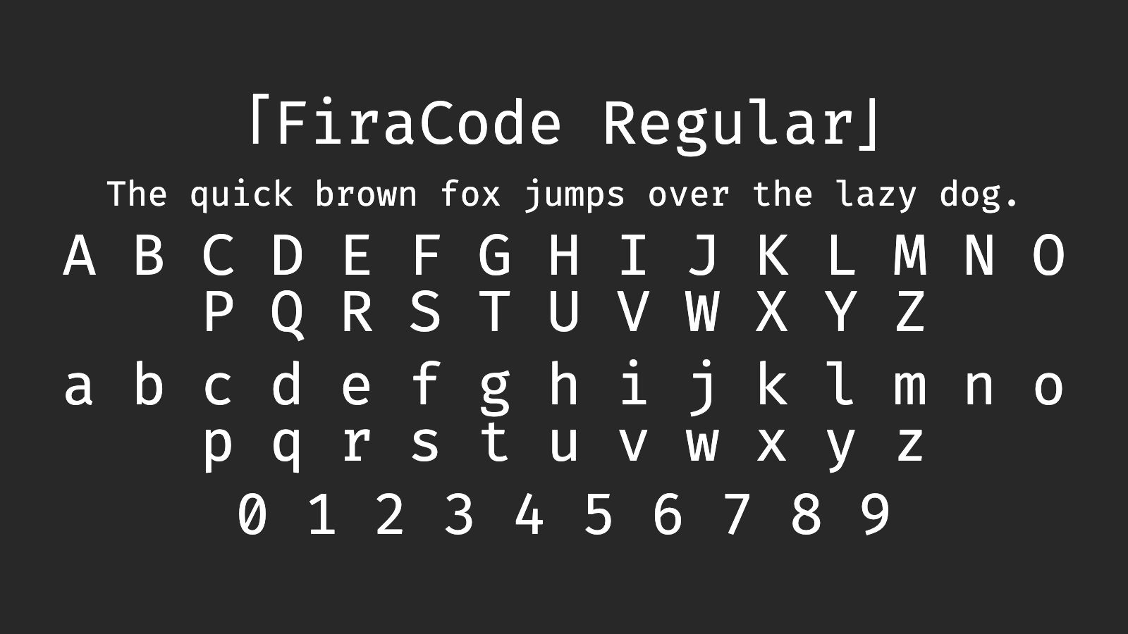 FiraCode-Regular字体预览