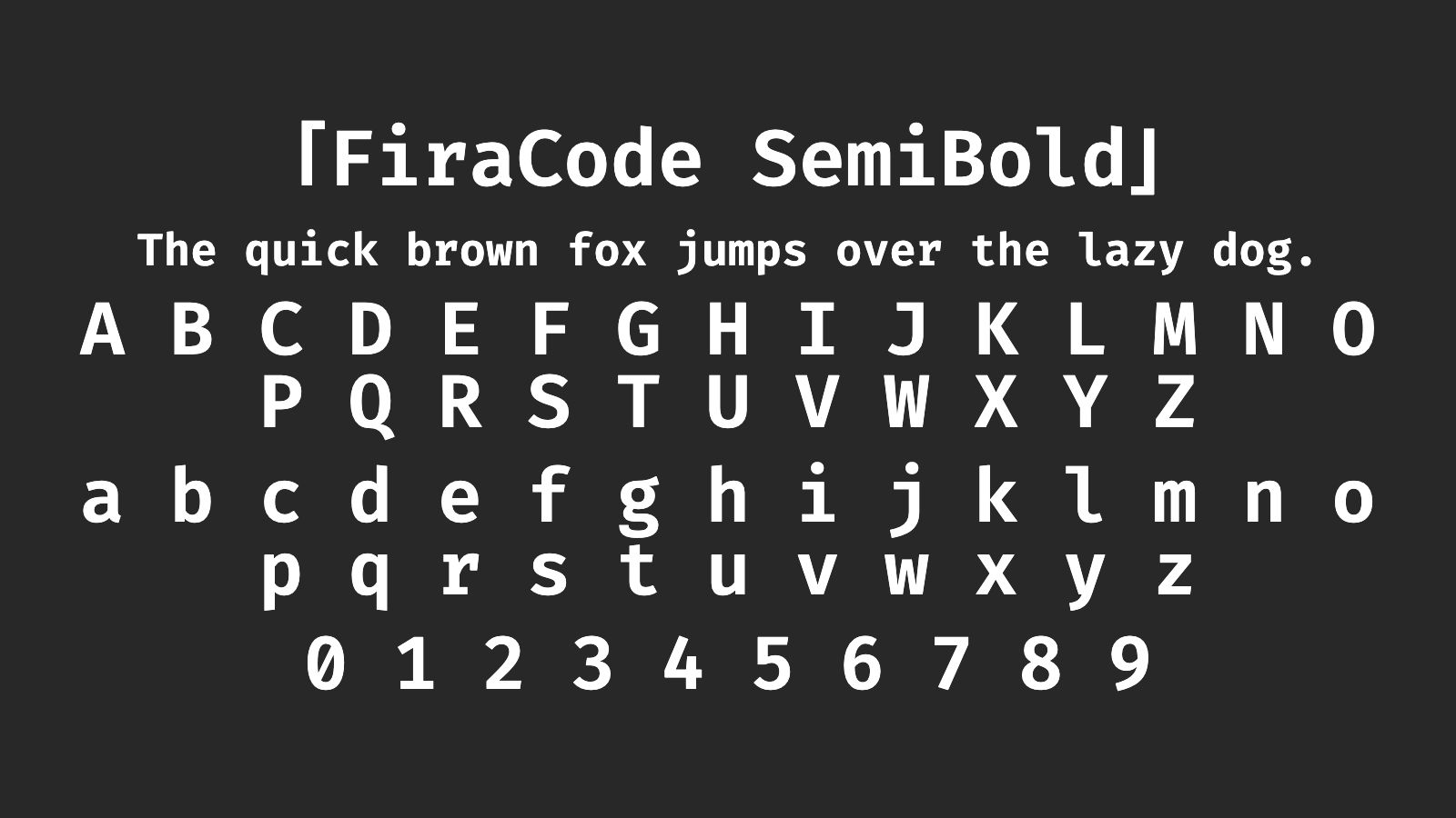 FiraCode-SemiBold字体预览