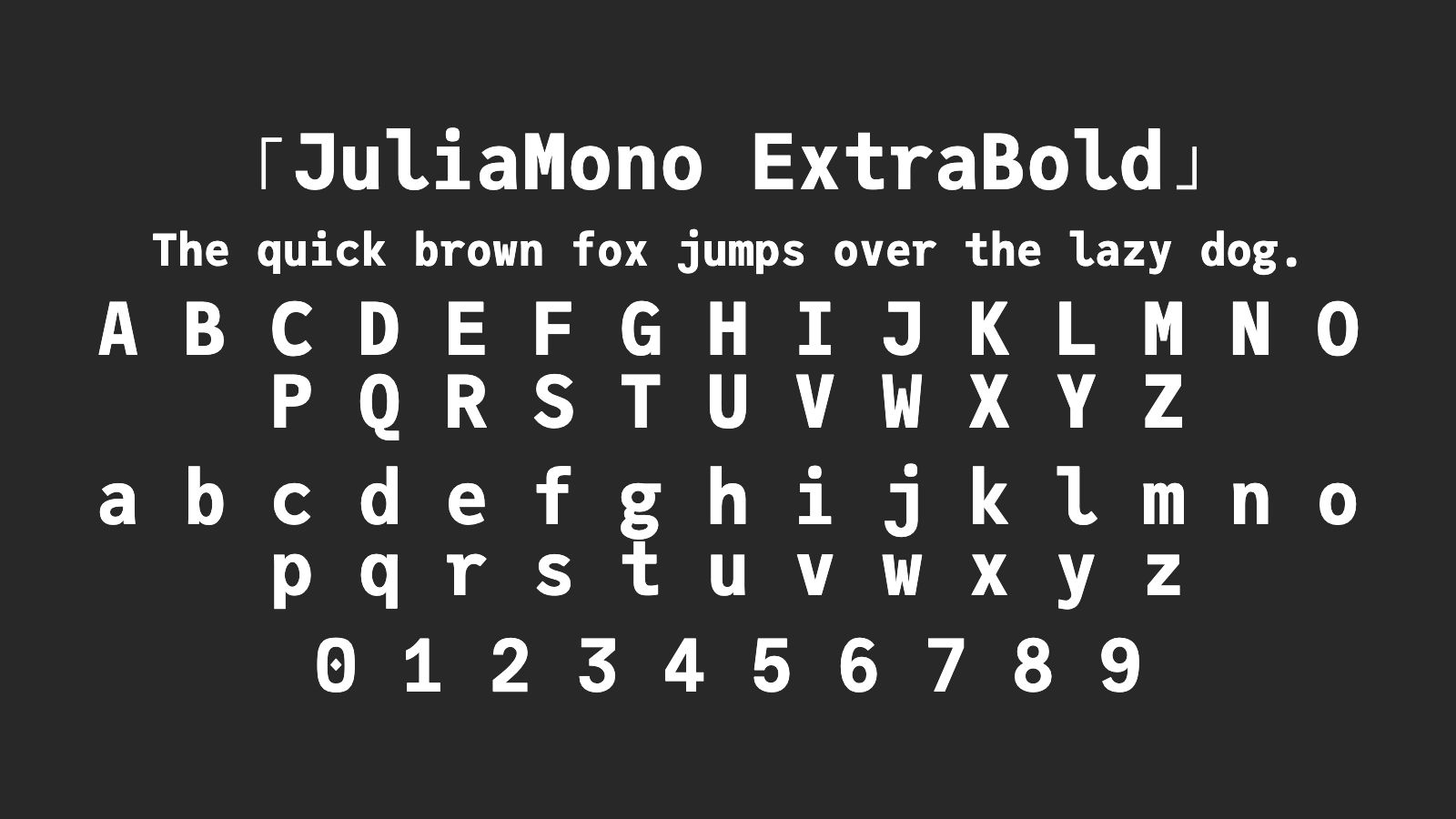 JuliaMono-ExtraBold字体预览
