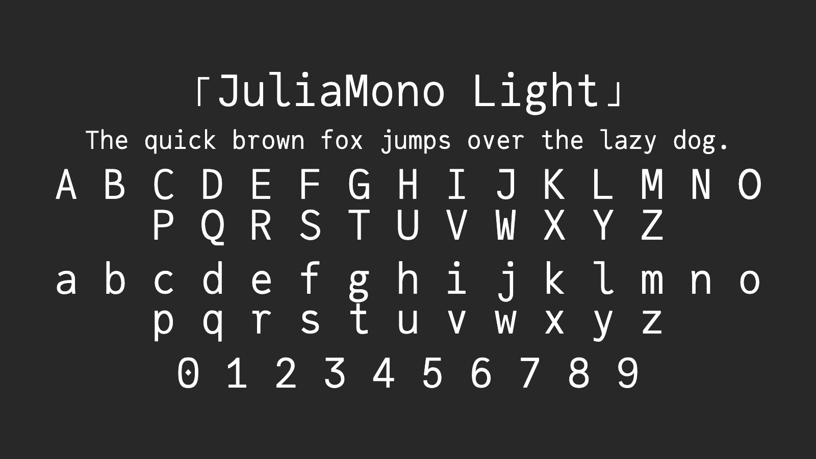 JuliaMono-Light字体预览