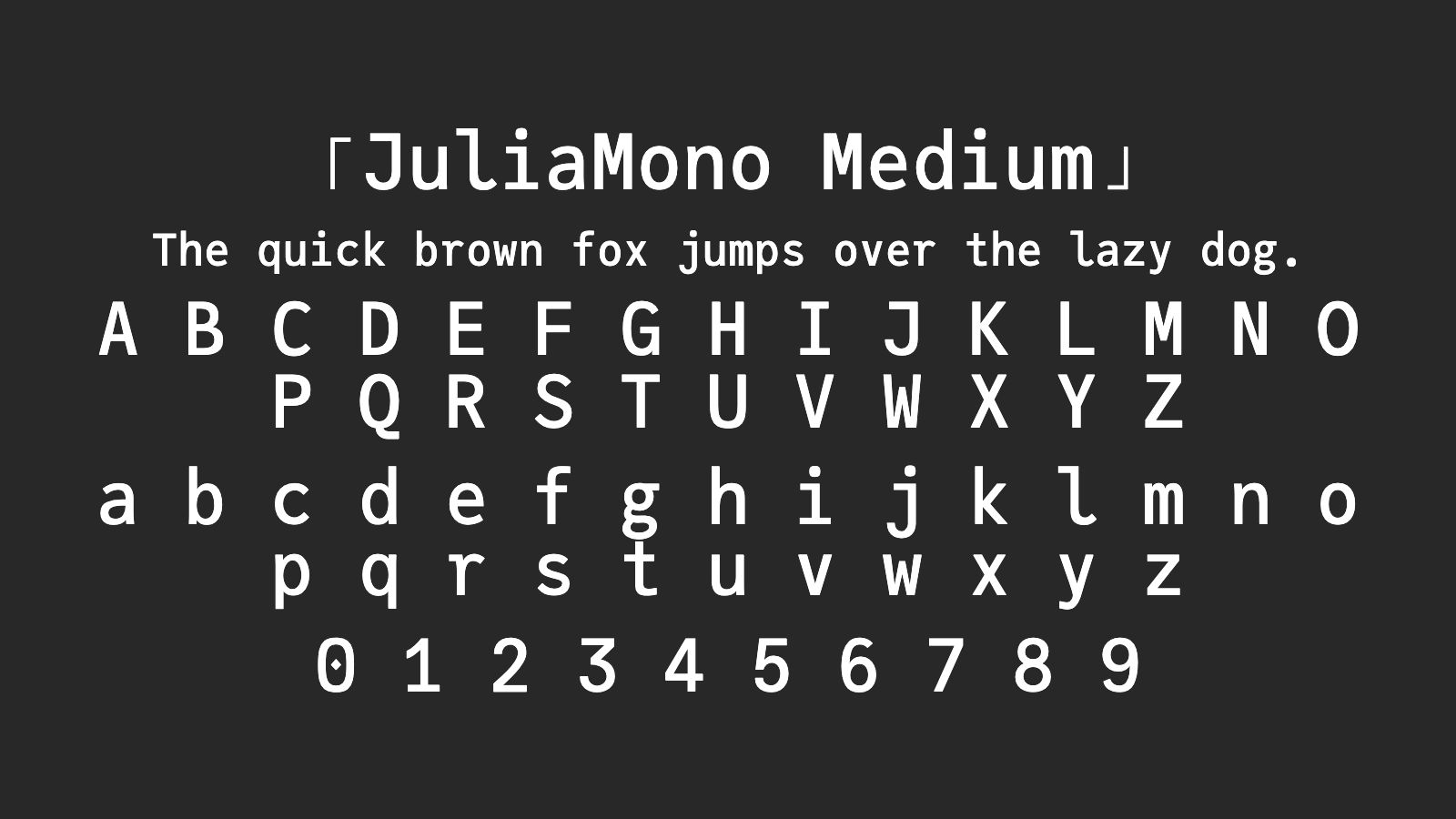 JuliaMono-Medium字体预览