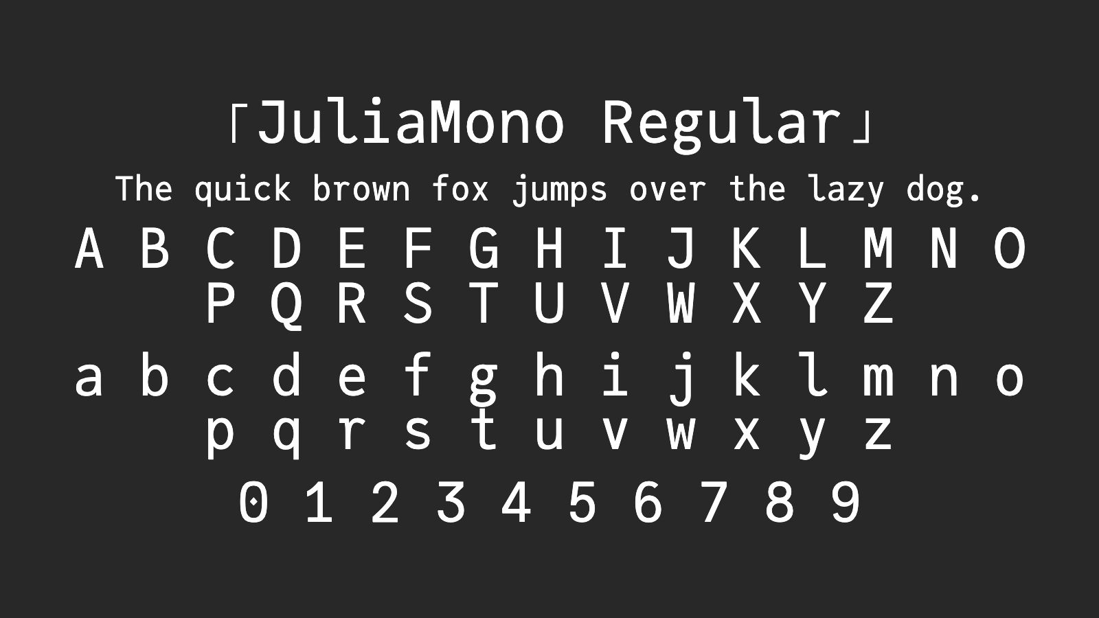 JuliaMono-Regular字体预览