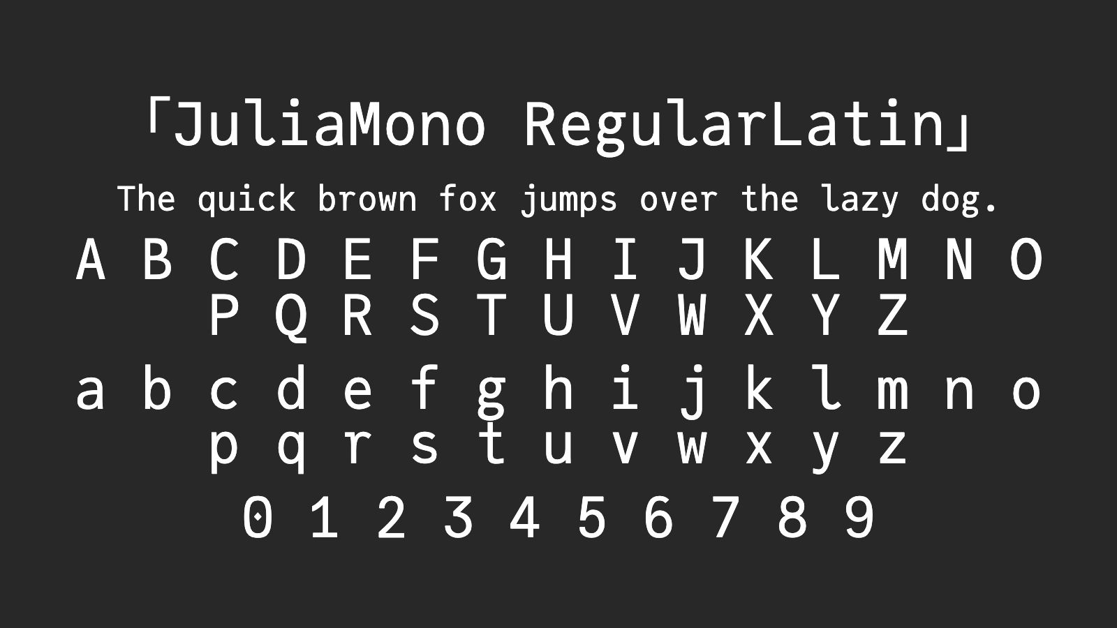 JuliaMono-RegularLatin字体预览