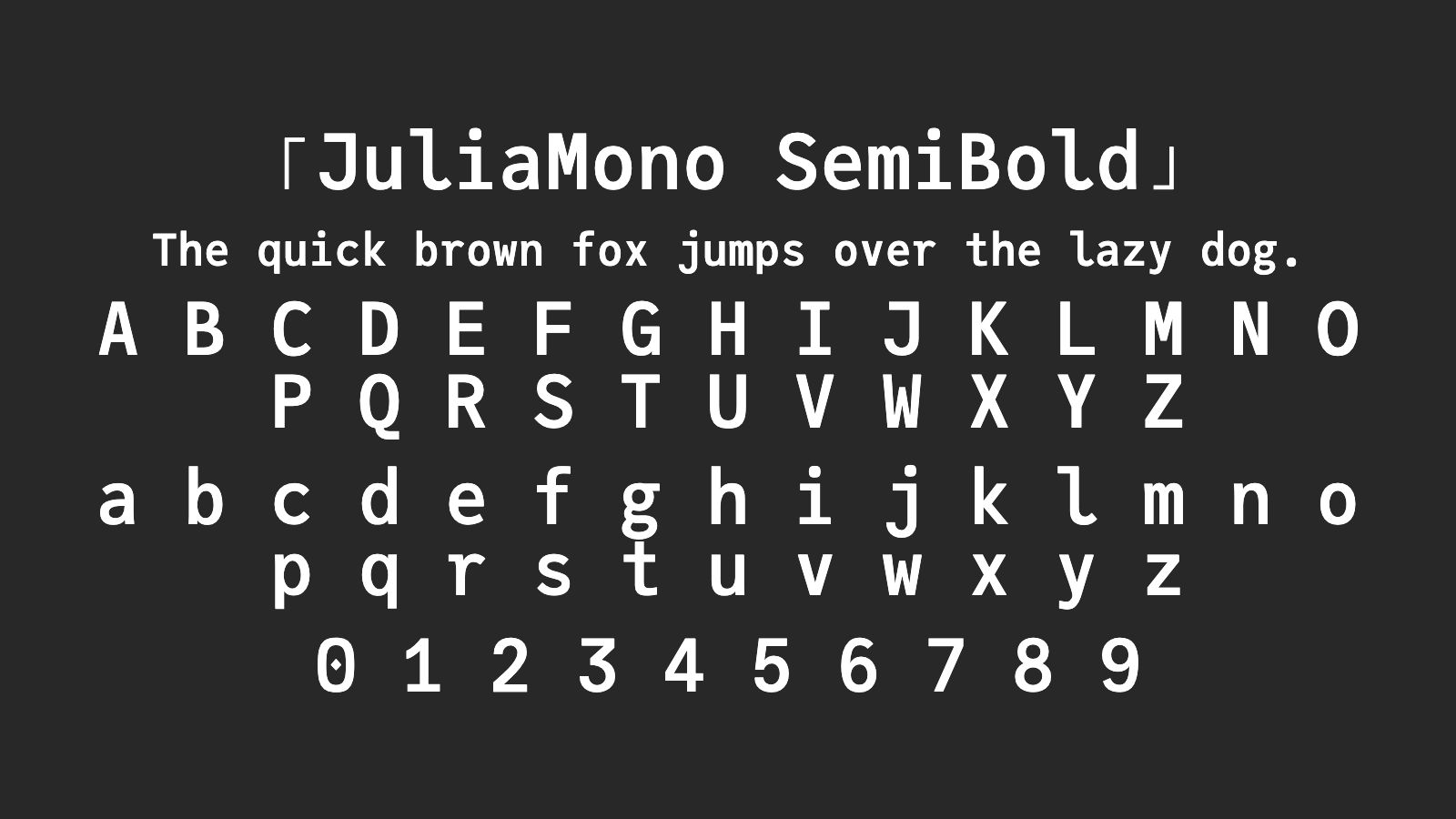 JuliaMono-SemiBold字体预览