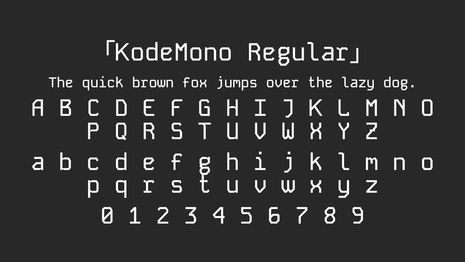 KodeMono-Regular字体预览