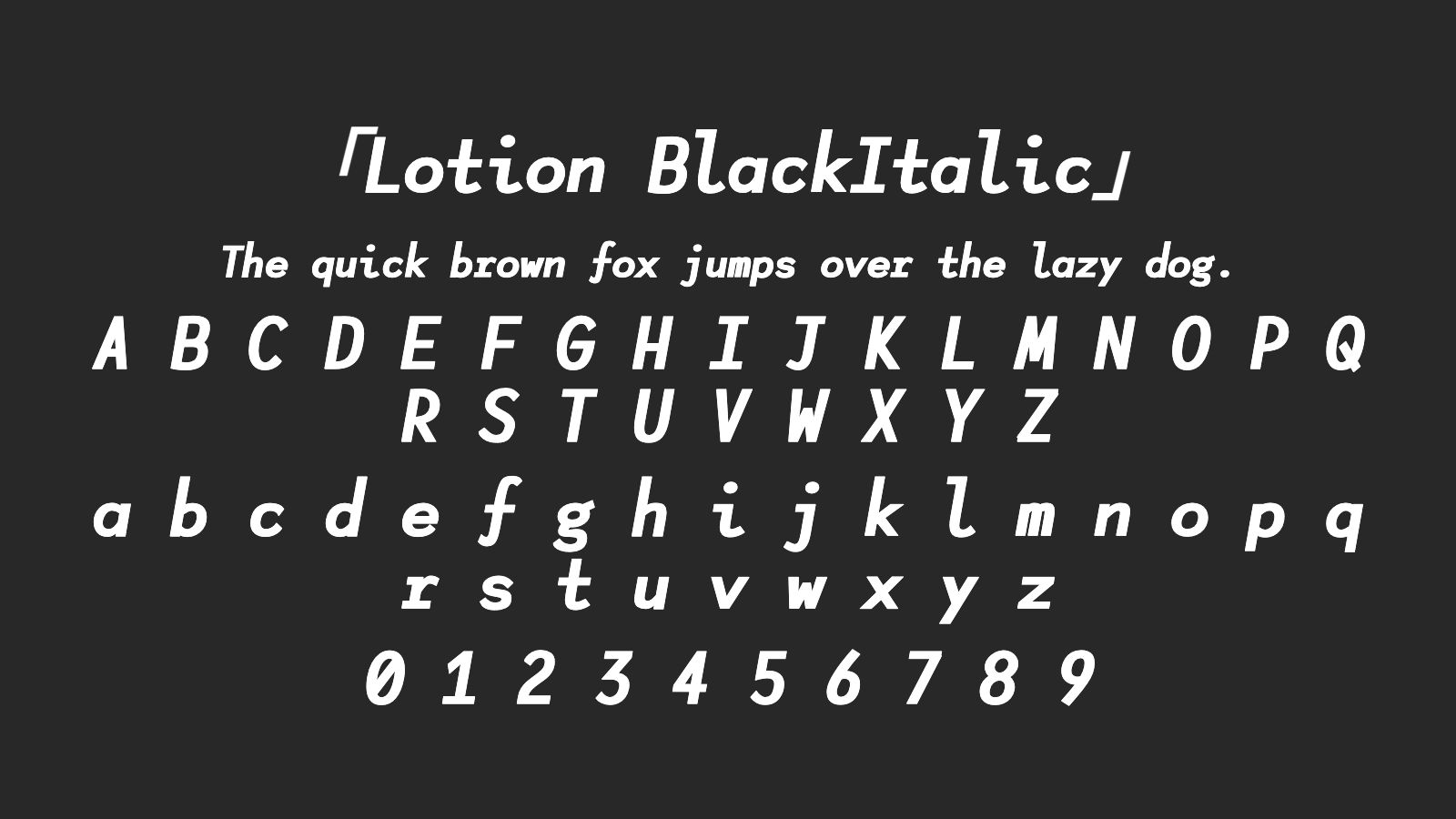 Lotion-BlackItalic字体预览