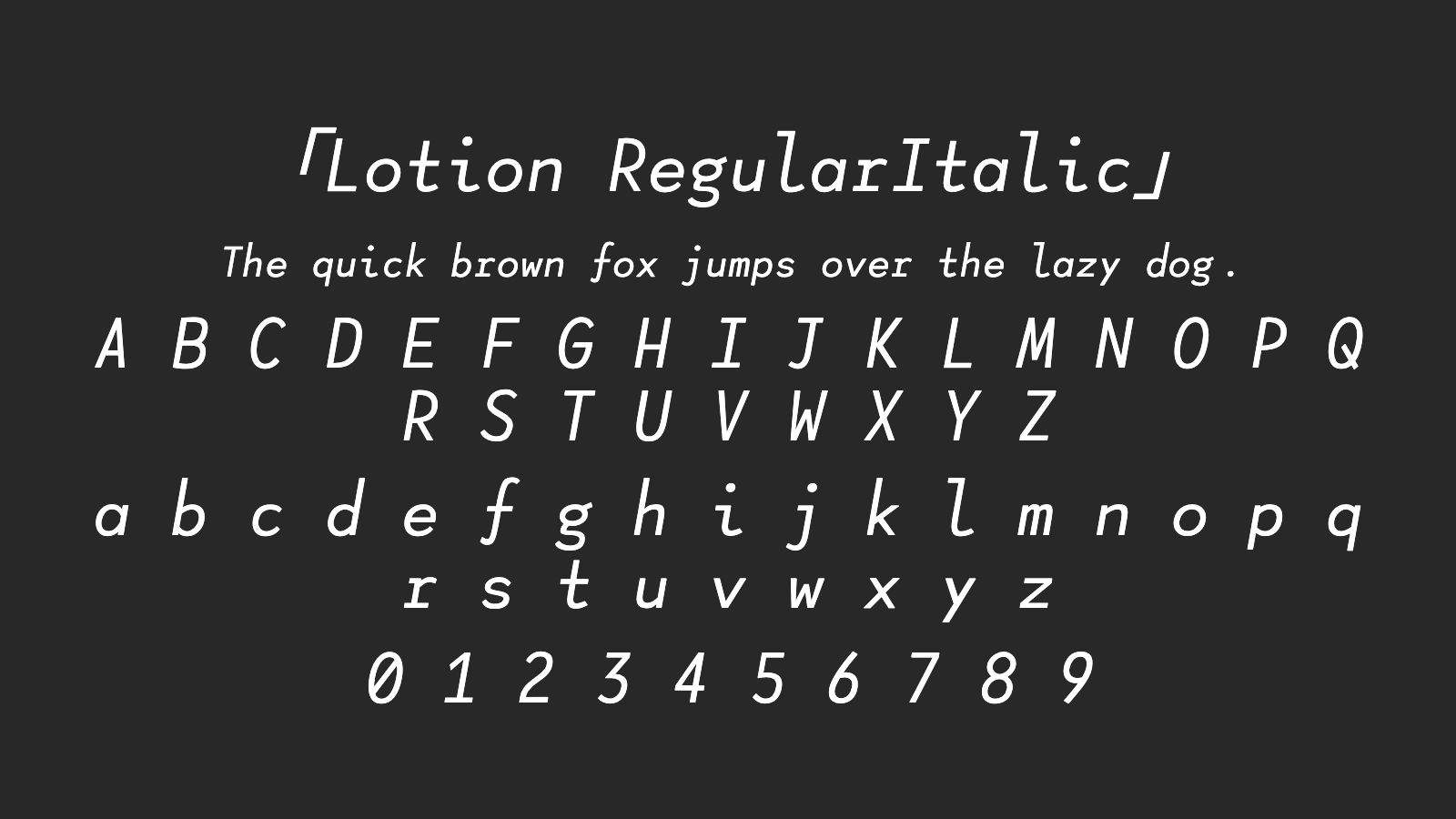 Lotion-RegularItalic字体预览