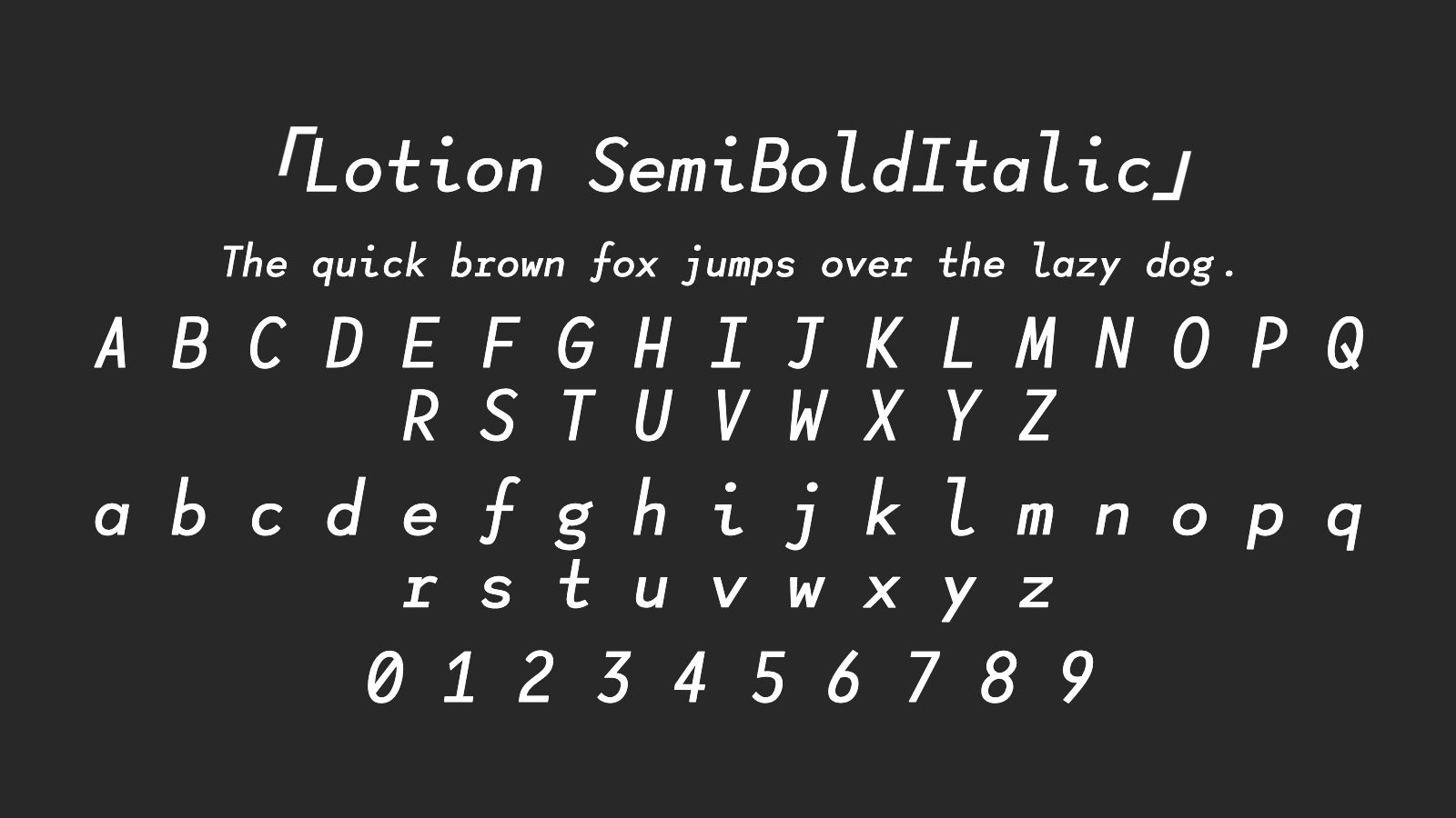 Lotion-SemiBoldItalic字体预览