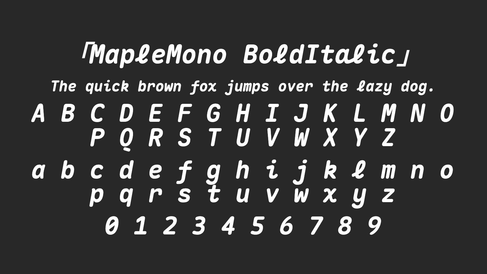 MapleMono-BoldItalic字体预览