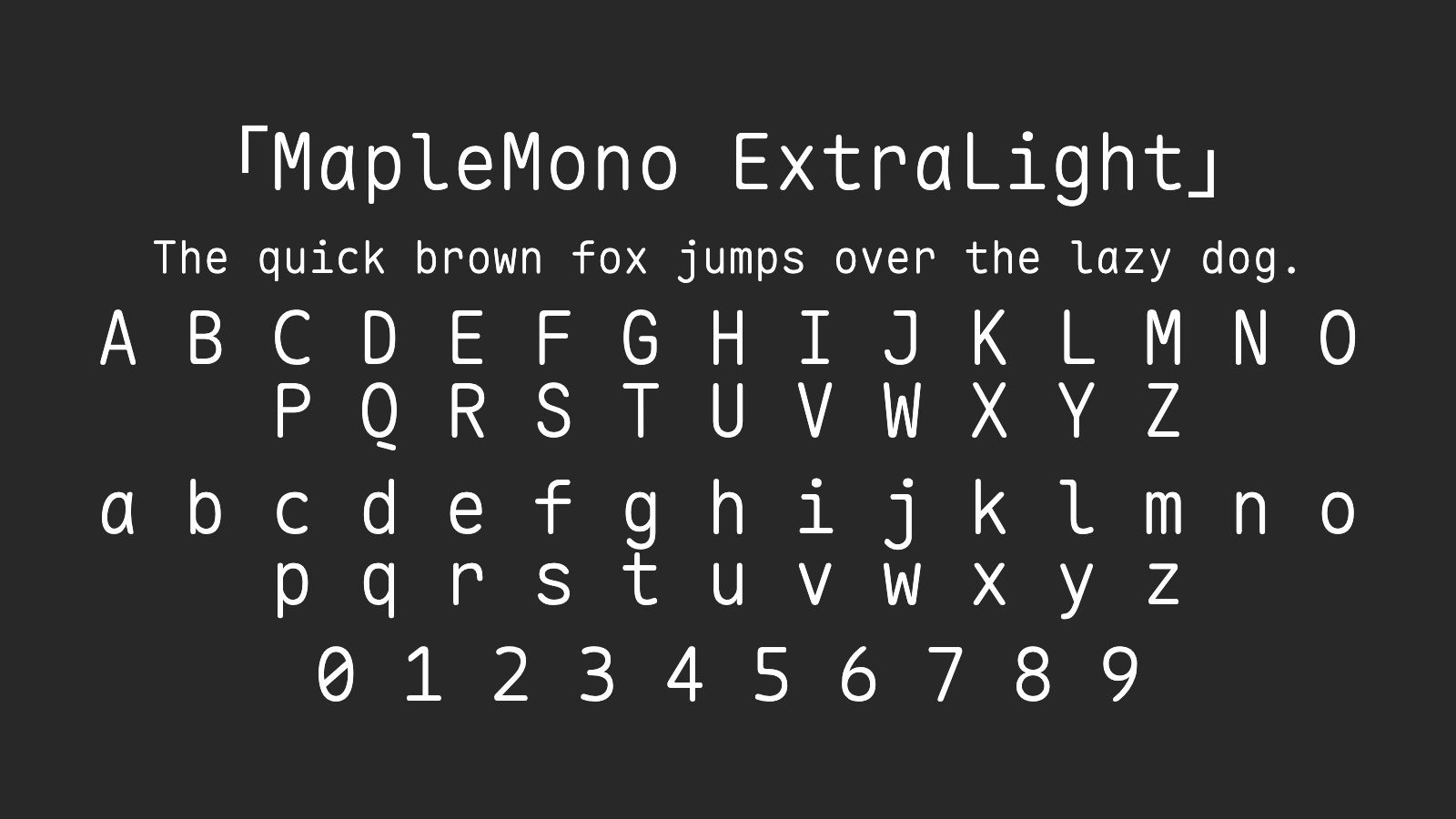 MapleMono-ExtraLight字体预览