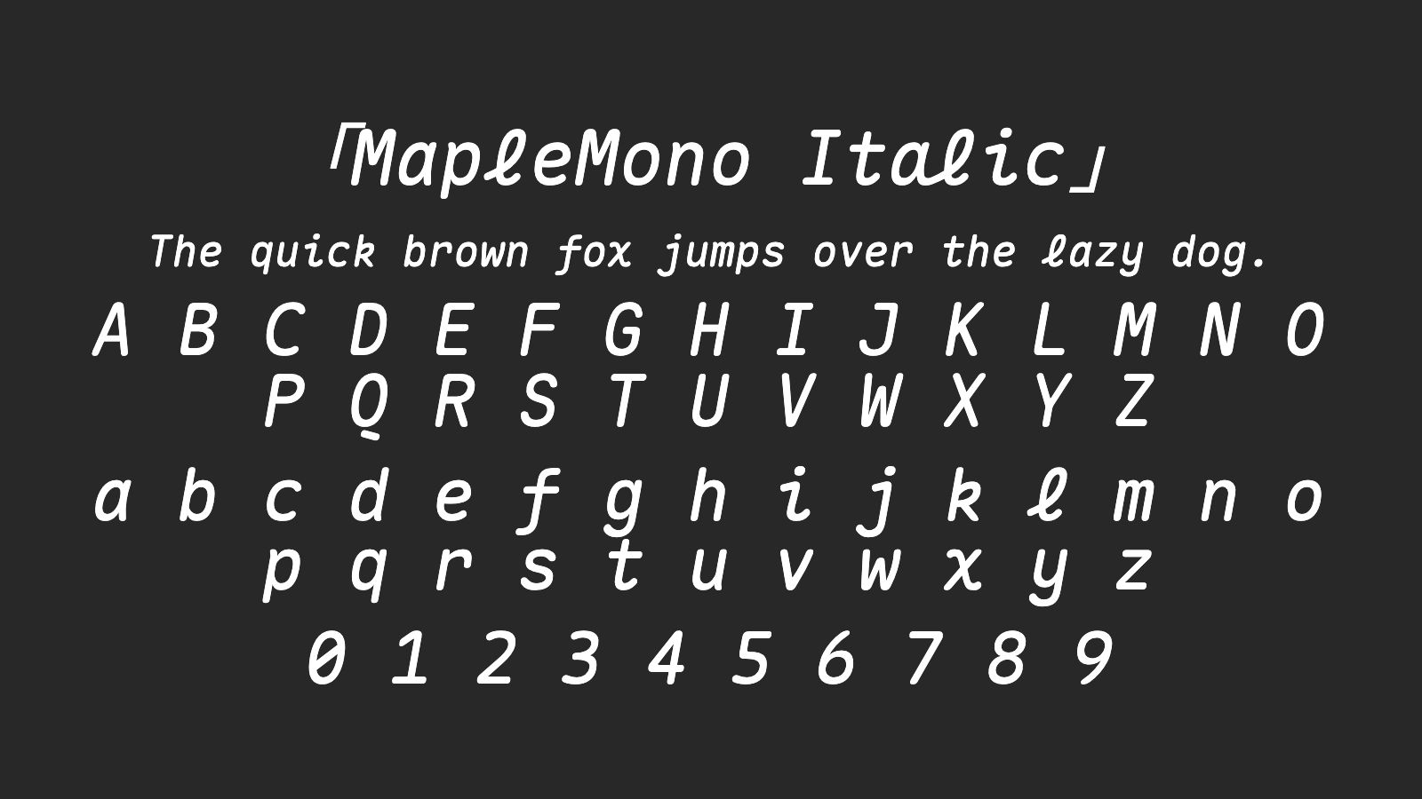 MapleMono-Italic字体预览