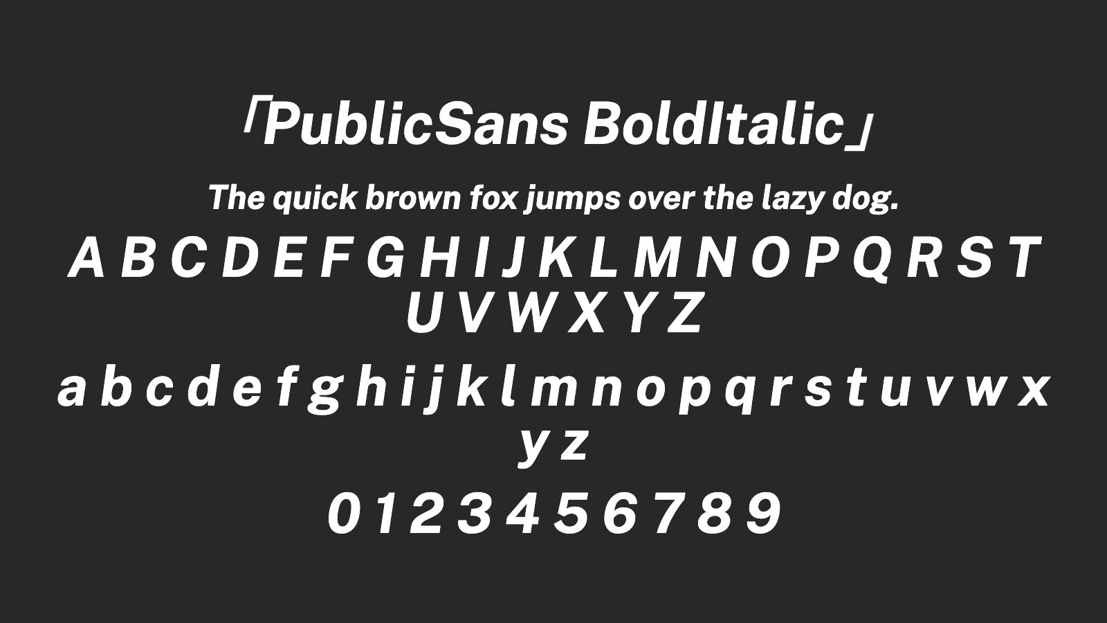 PublicSans-BoldItalic字体预览