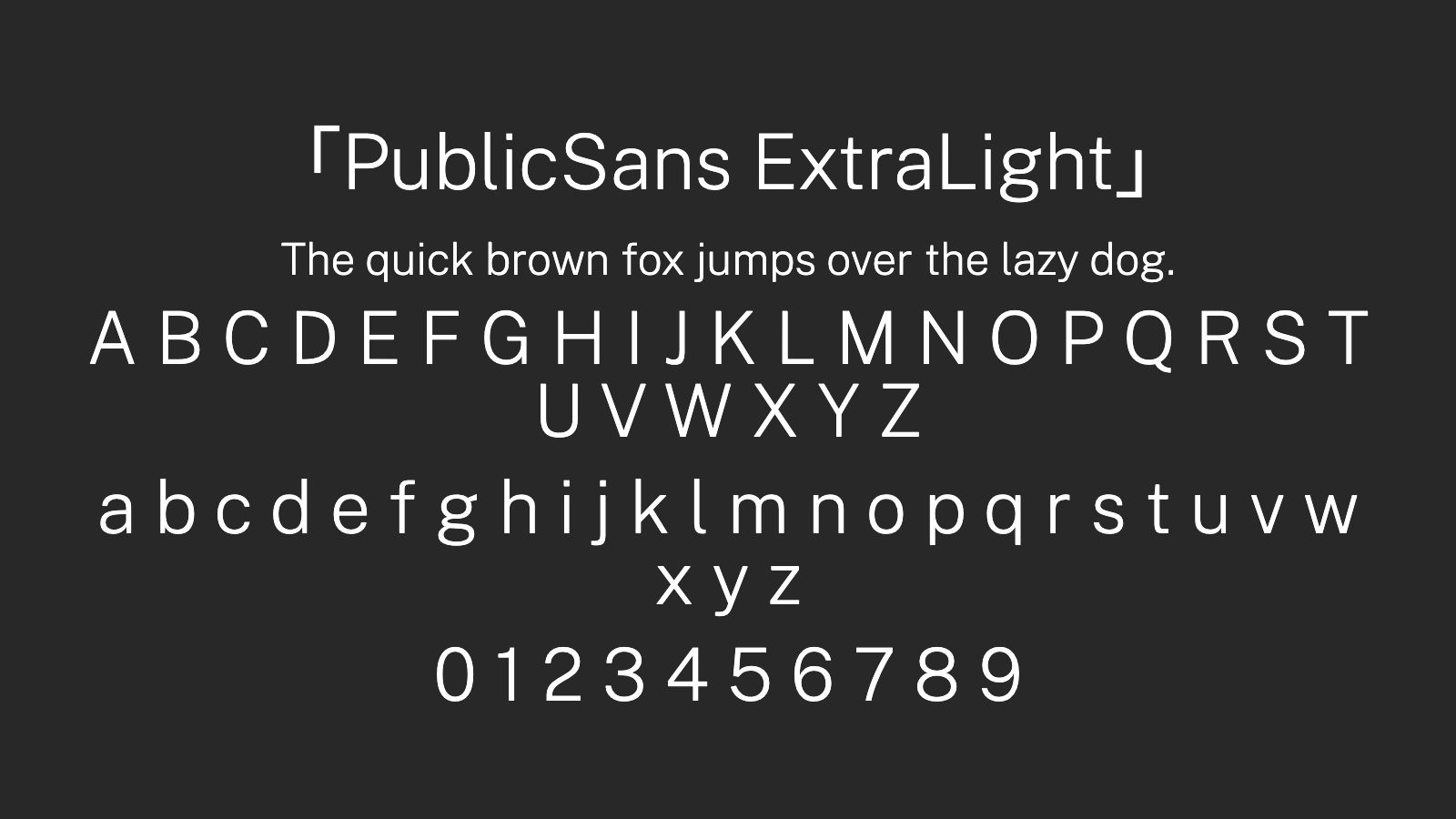 PublicSans-ExtraLight字体预览
