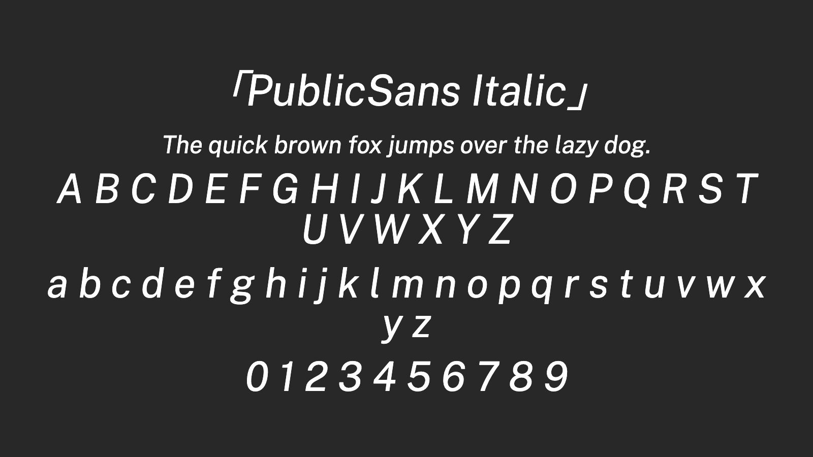 PublicSans-Italic字体预览