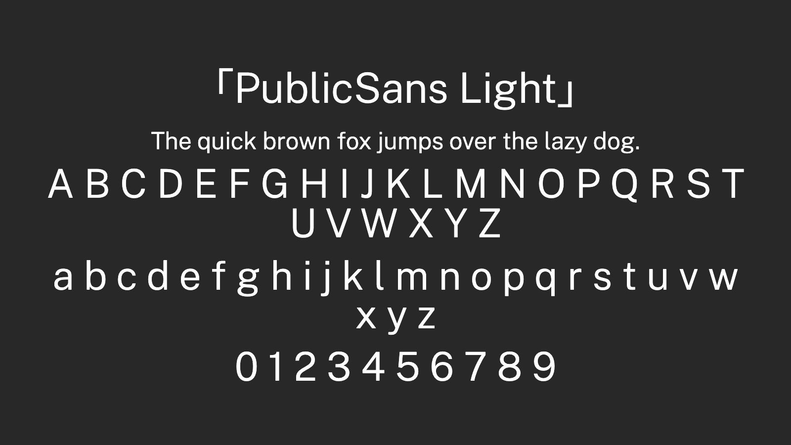 PublicSans-Light字体预览