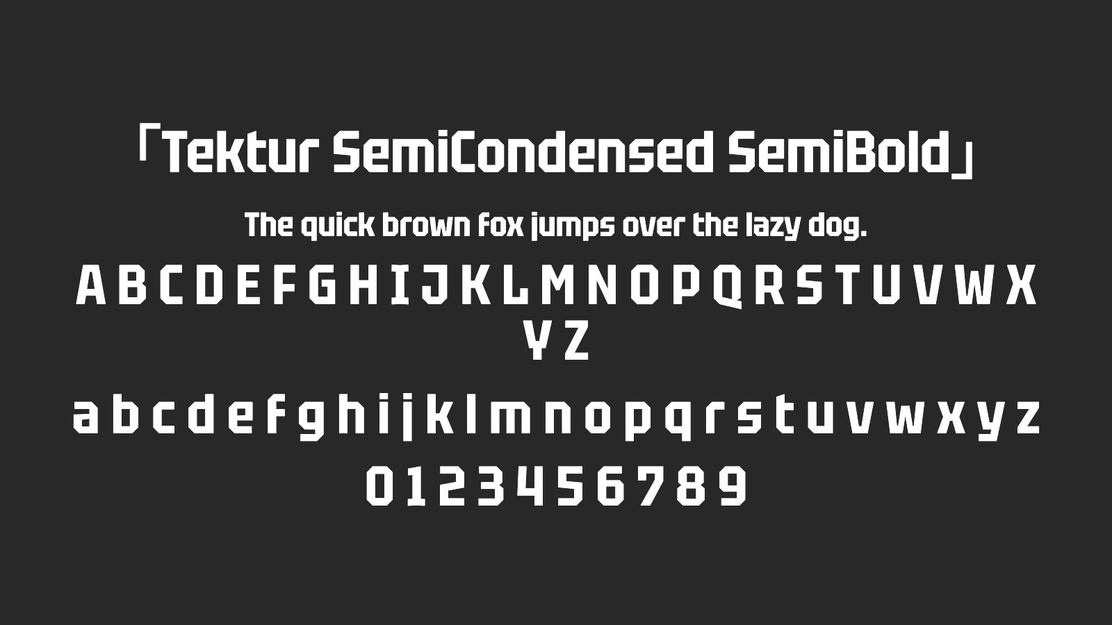 Tektur-SemiCondensed-SemiBold字体预览