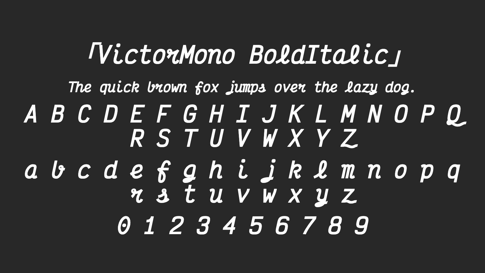 VictorMono-BoldItalic字体预览