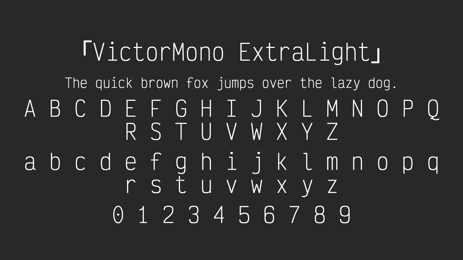 VictorMono-ExtraLight字体预览