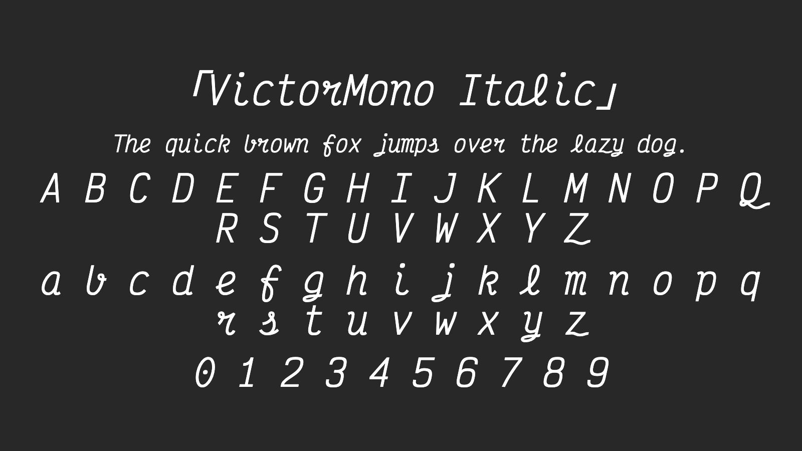 VictorMono-Italic字体预览