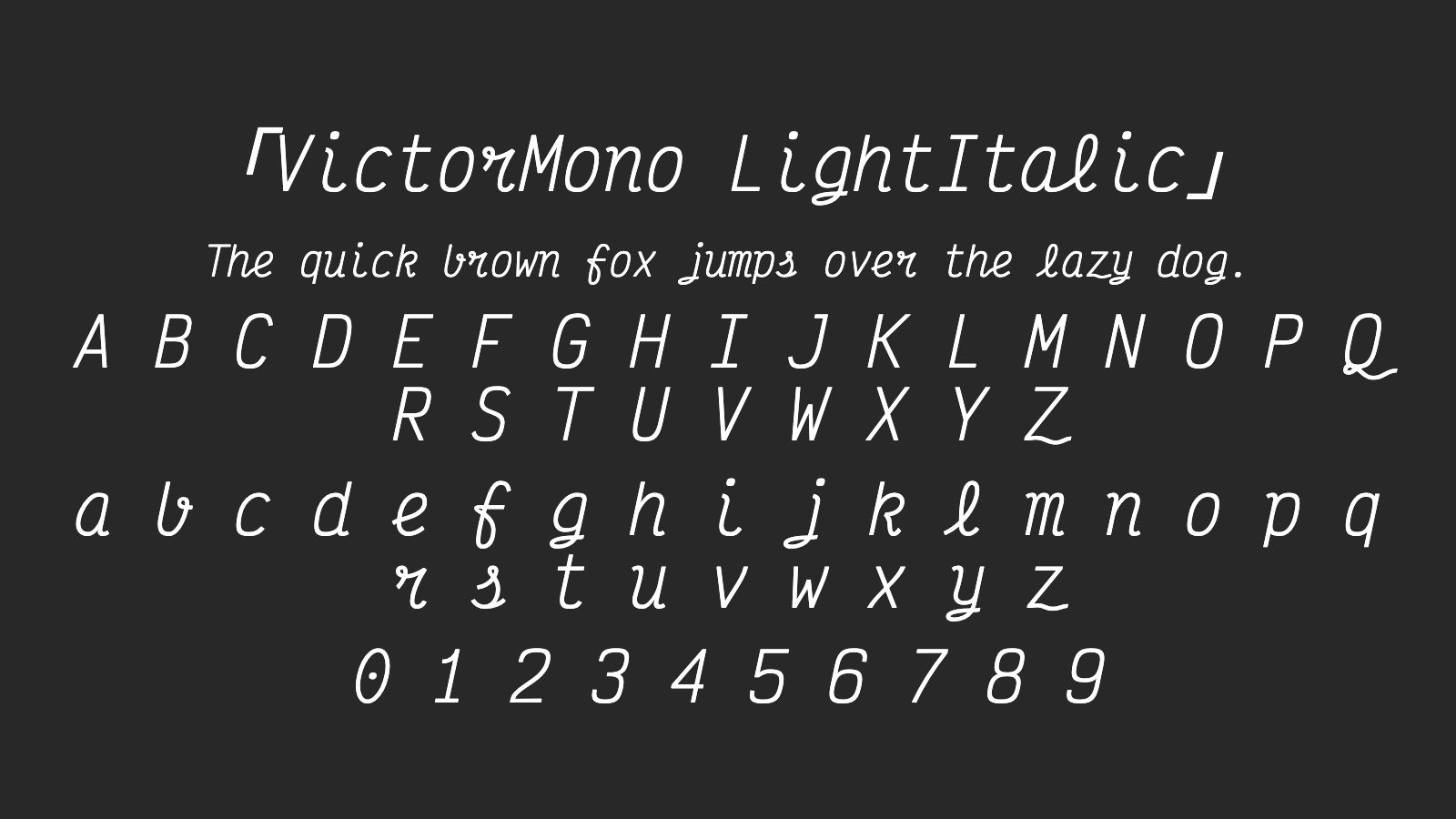 VictorMono-LightItalic字体预览