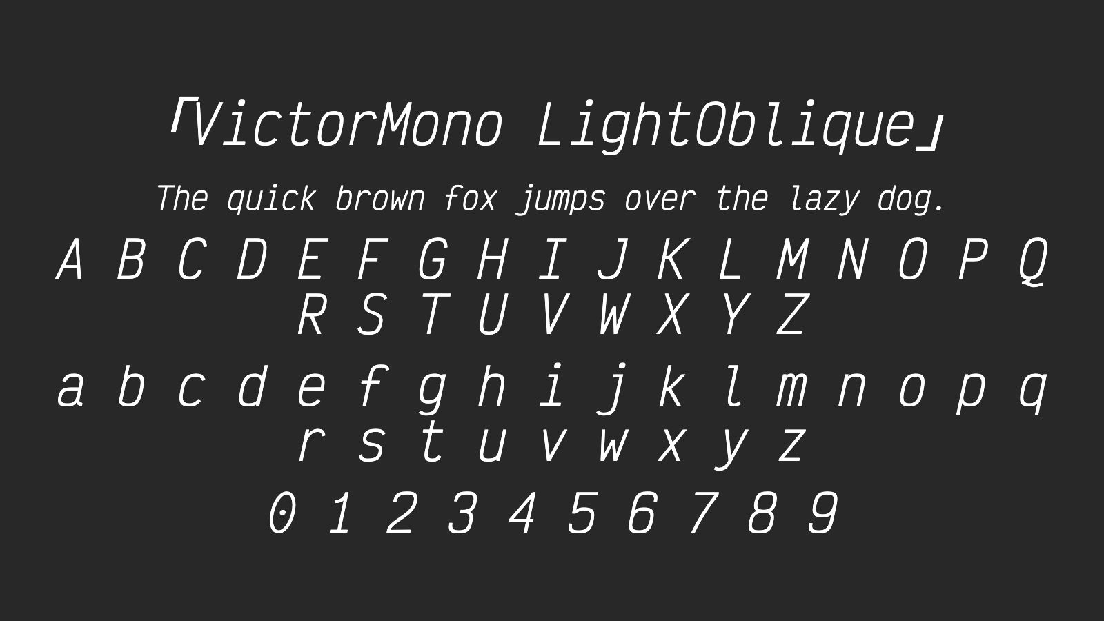 VictorMono-LightOblique字体预览
