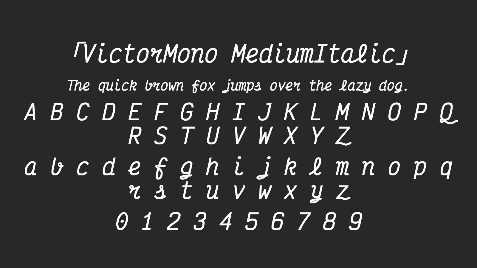 VictorMono-MediumItalic字体预览
