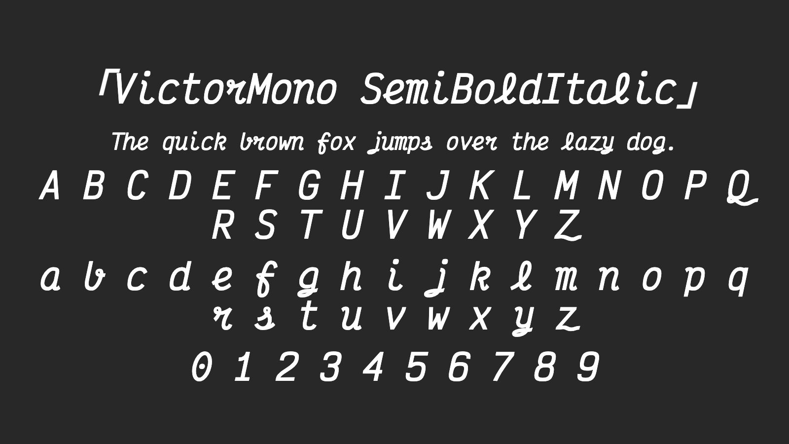 VictorMono-SemiBoldItalic字体预览
