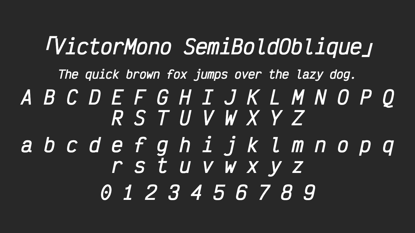 VictorMono-SemiBoldOblique字体预览