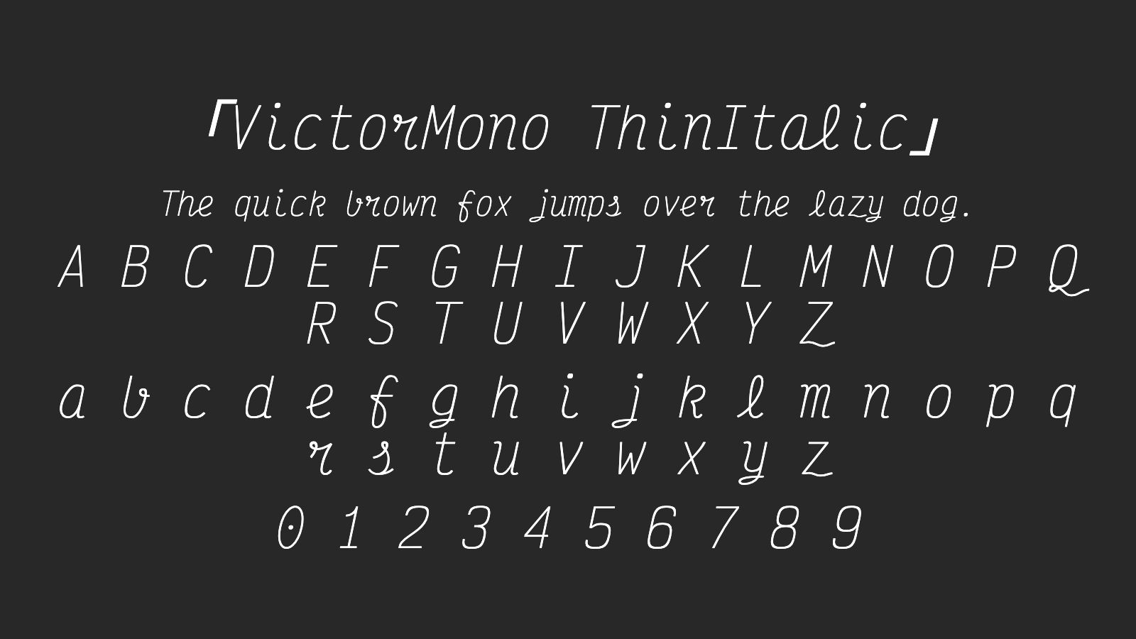 VictorMono-ThinItalic字体预览