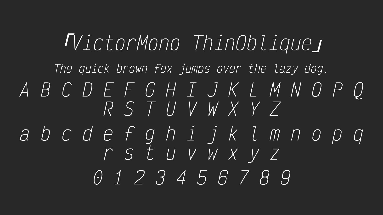 VictorMono-ThinOblique字体预览