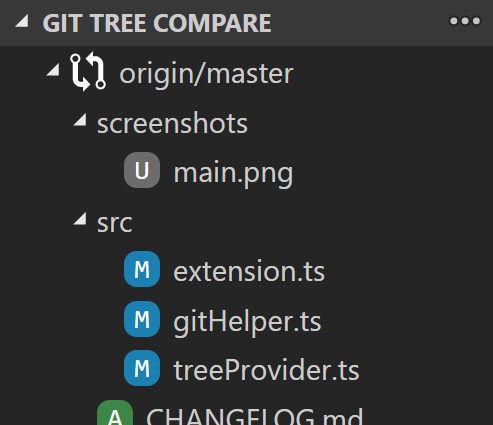 Screenshot of Git Tree Compare view