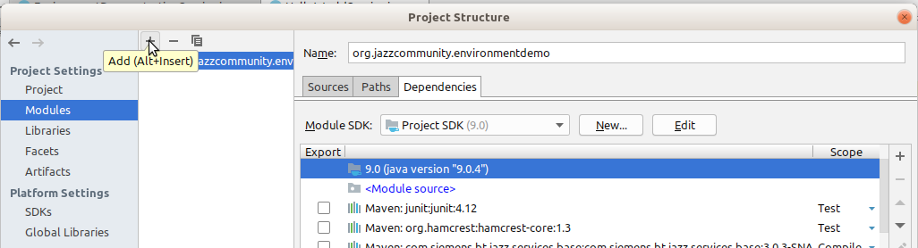 Project module settings
