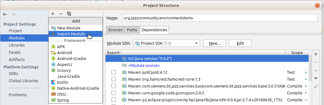 Project import module