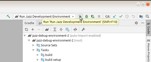 Run task in ide top bar