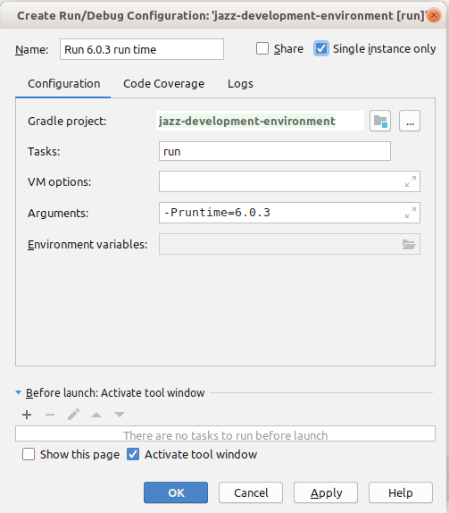 Set run time argument for run