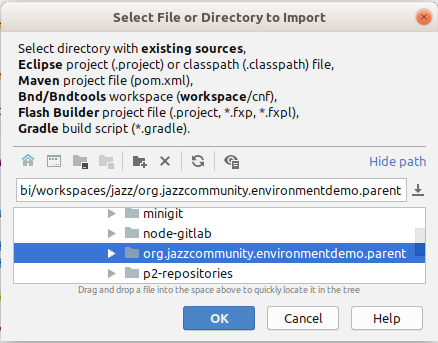 Selecting project to import