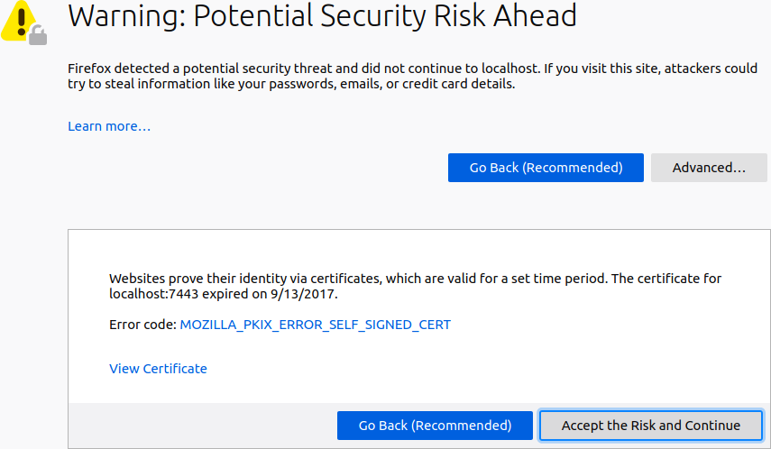 Certificate Warning