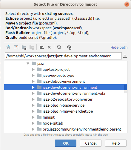 Selecting project to import