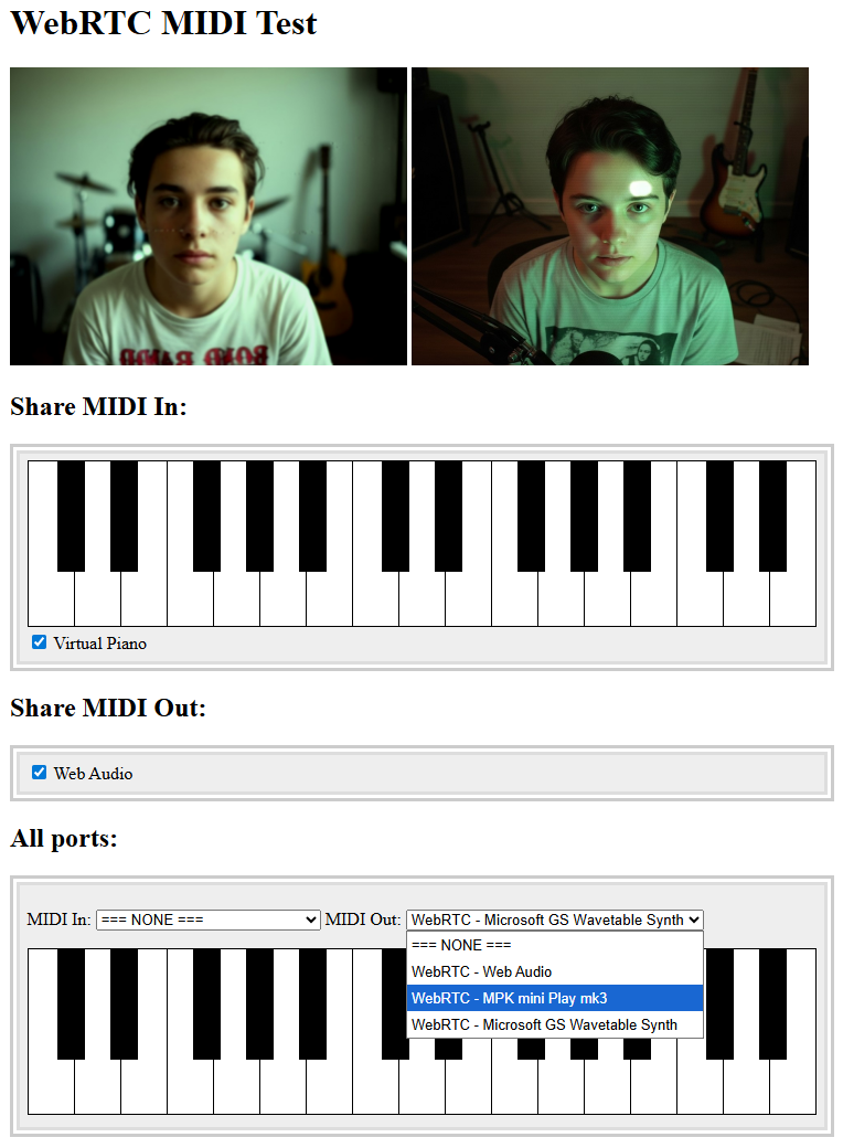 MIDI via WebRTC screenshot