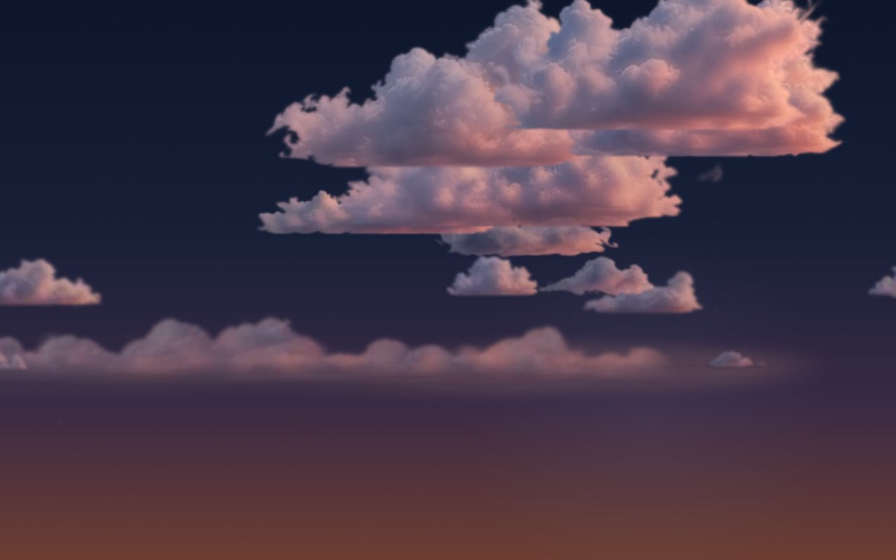 Realistic clouds at dusk