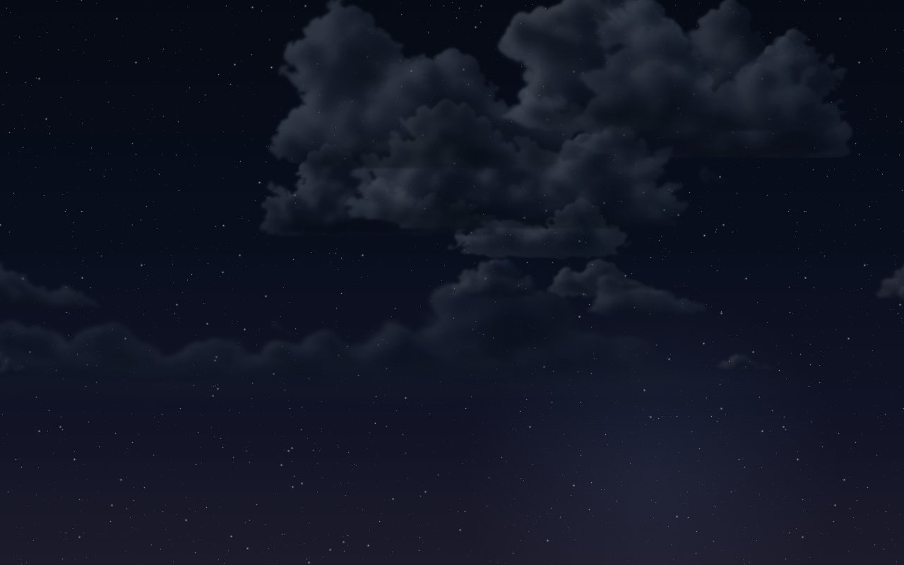 Realistic clouds at night, moonlit