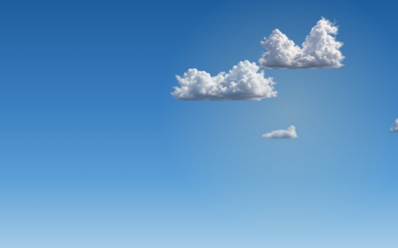 Realistic clouds, sunny: a few small cumulus in a clear blue sky