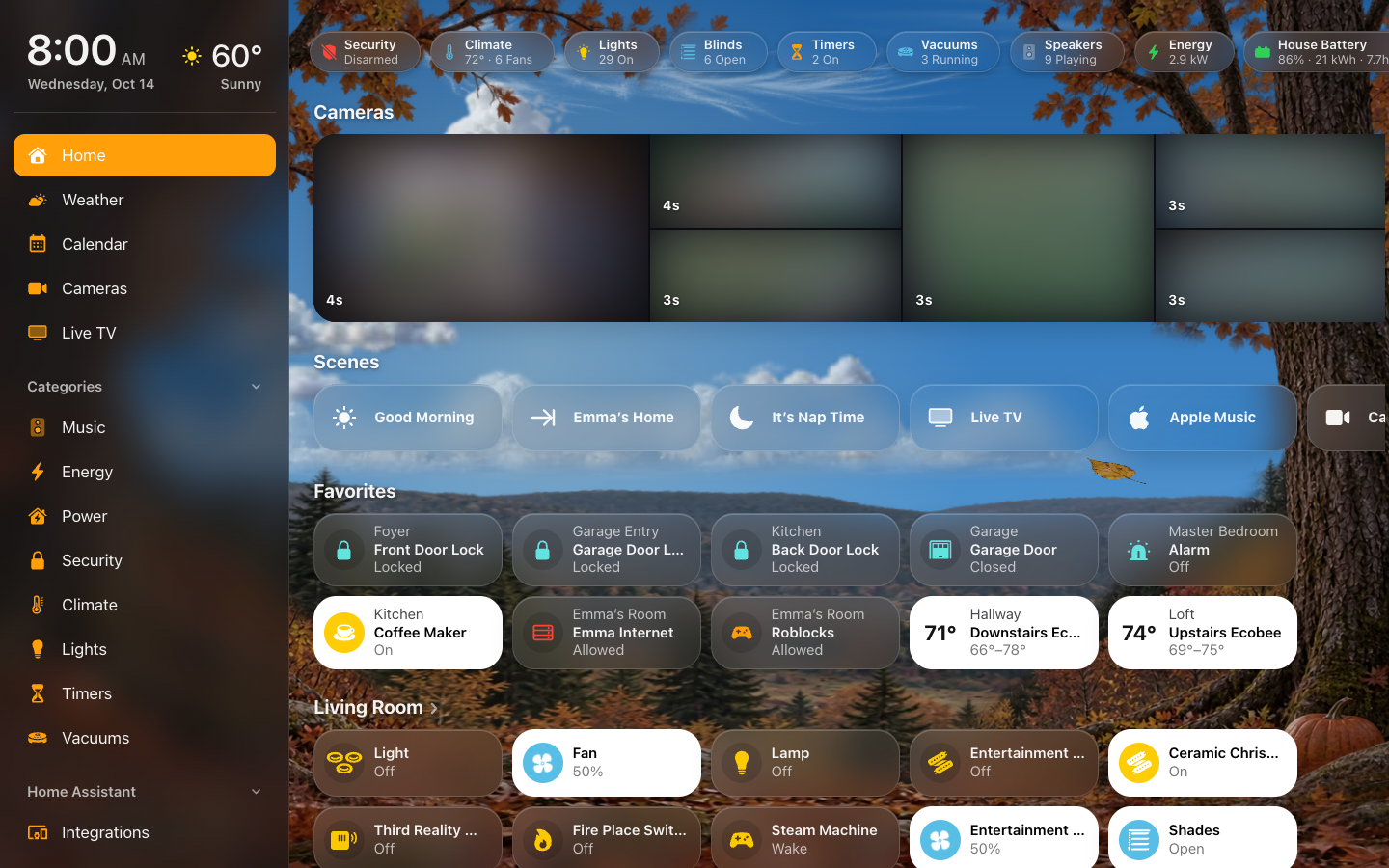 The Home screen on a computer, with the menu open beside it