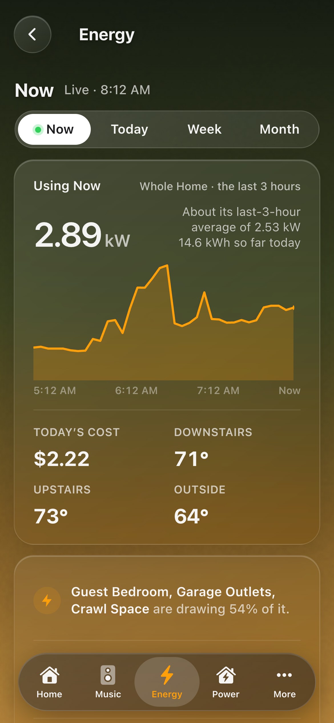 The Energy page on a phone