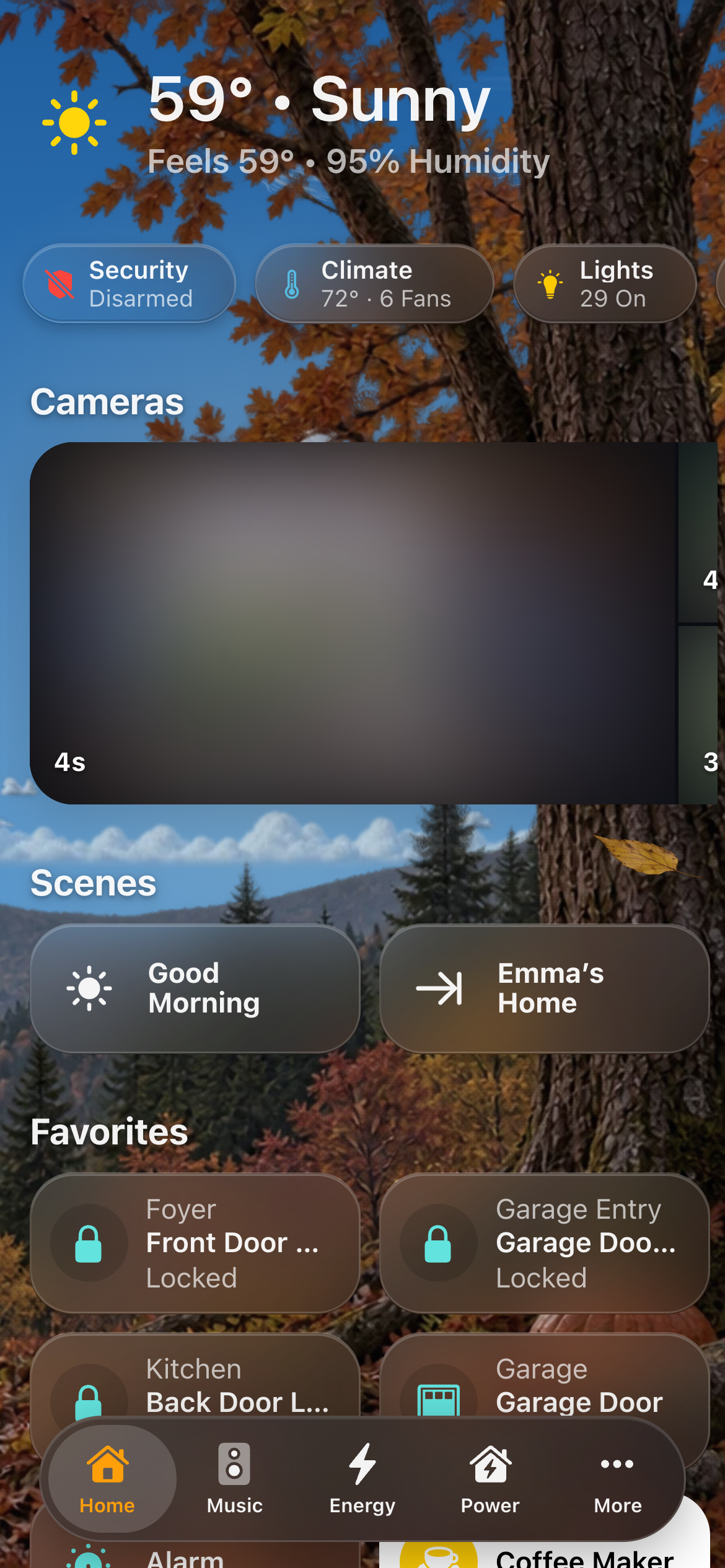 The Home screen on a phone, with the tab bar along the bottom
