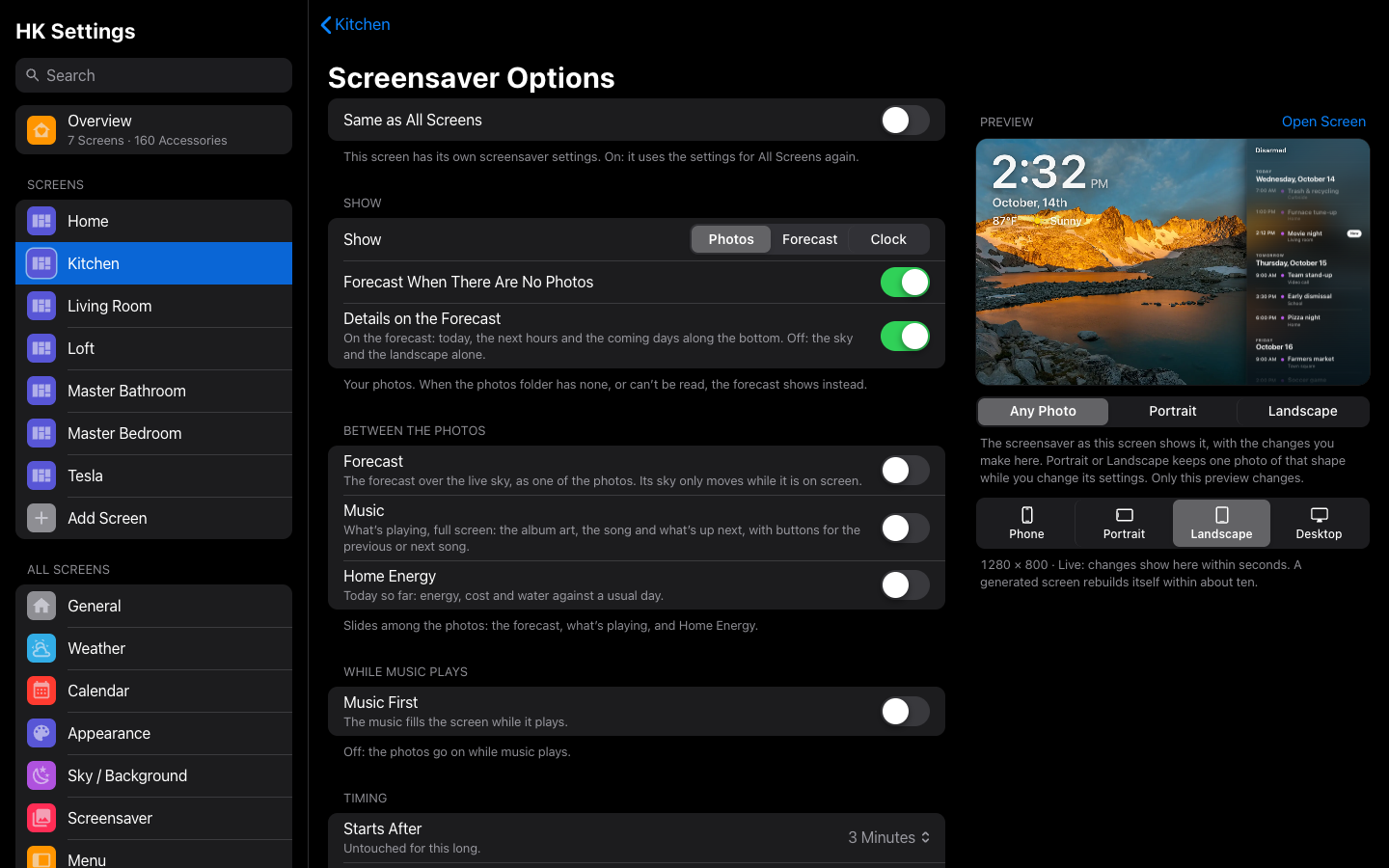 Screensaver Options